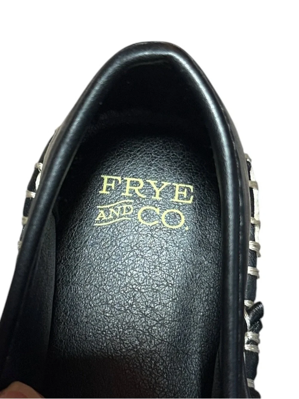 NEW Frye and Co. Jatani Espadrille Mary Jane Flats in Black Faux Leather Sz 6M